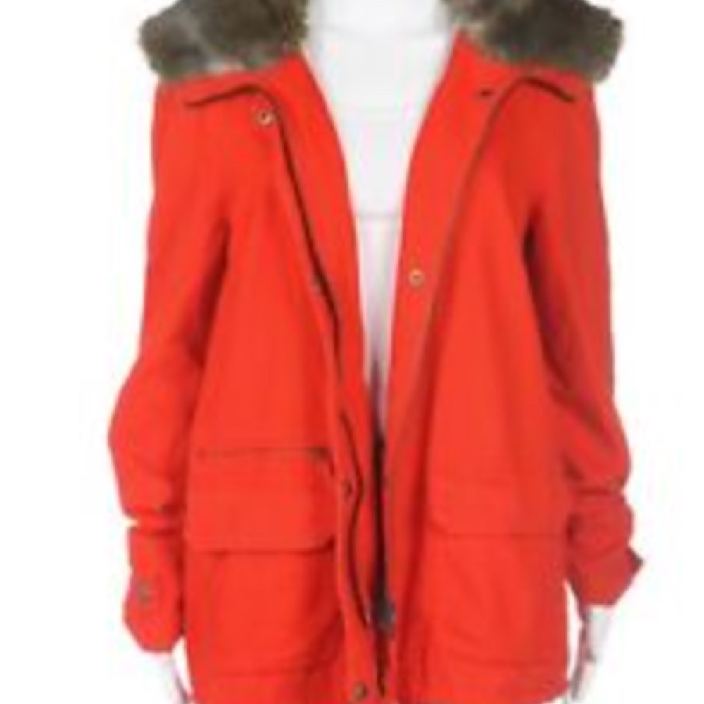 Anthropologie Swing Coat w/ Faux Fur Hood